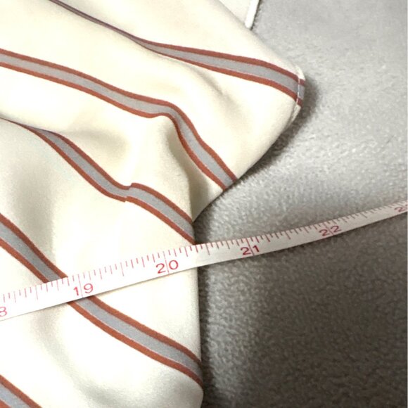 Loft Womens Striped Short-Sleeve Blouse White & Rust Rayon/Polyester S - Picture 5 of 6